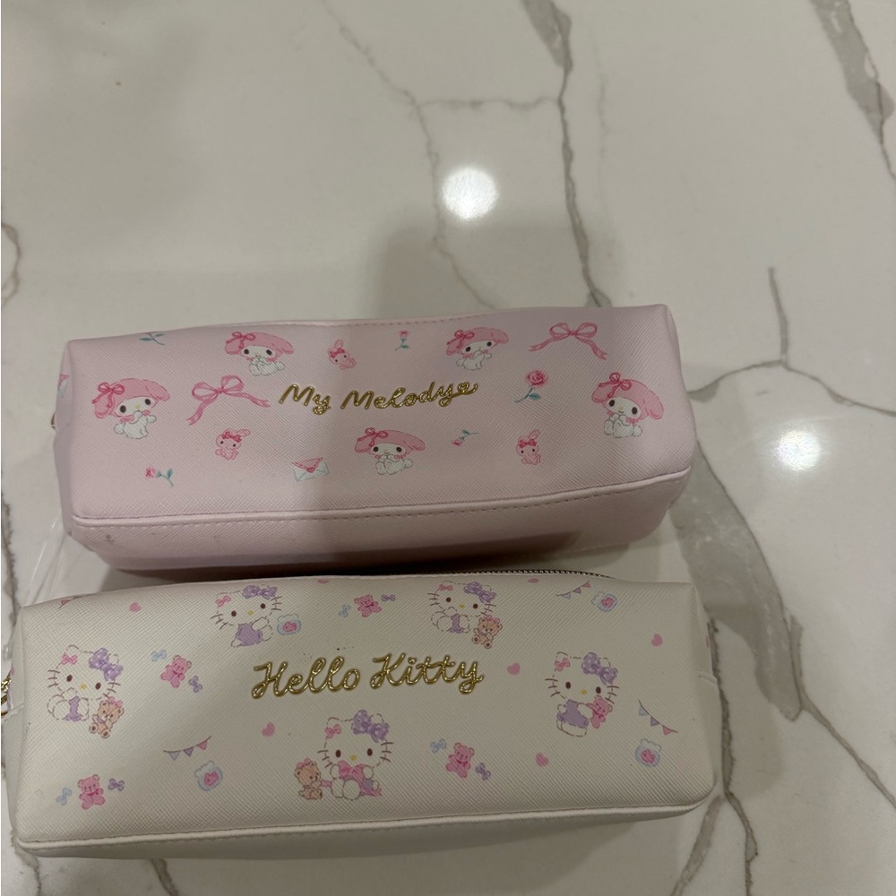 Hello Kitty and My Melody Pink and White Pencil Cases